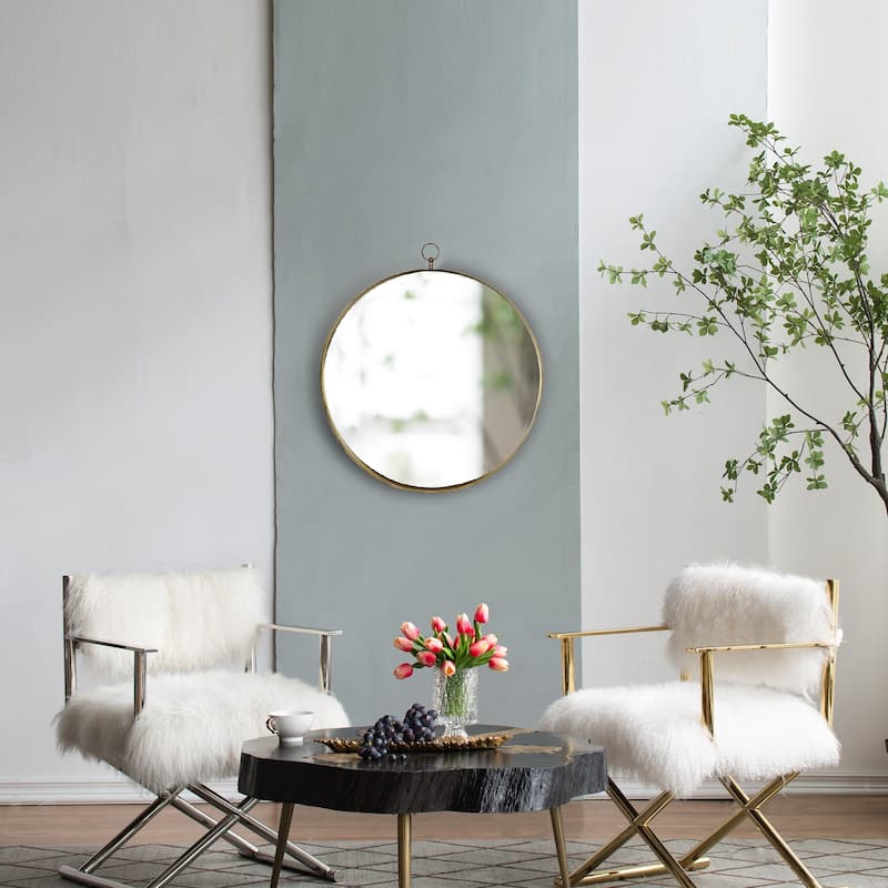 Golden Round Iron Frame Wall Mirror