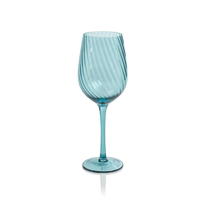 Sesto Optic Swirl White Wine Glasses, Set of 4 - Blue