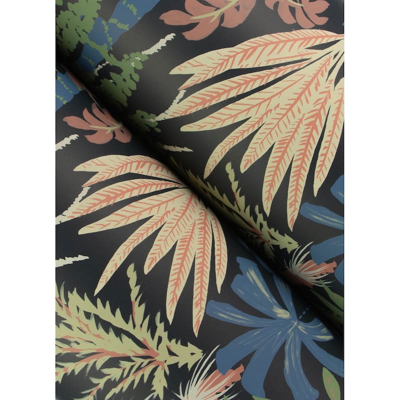 A-Street Prints Everglades Black Botanical Wallpaper