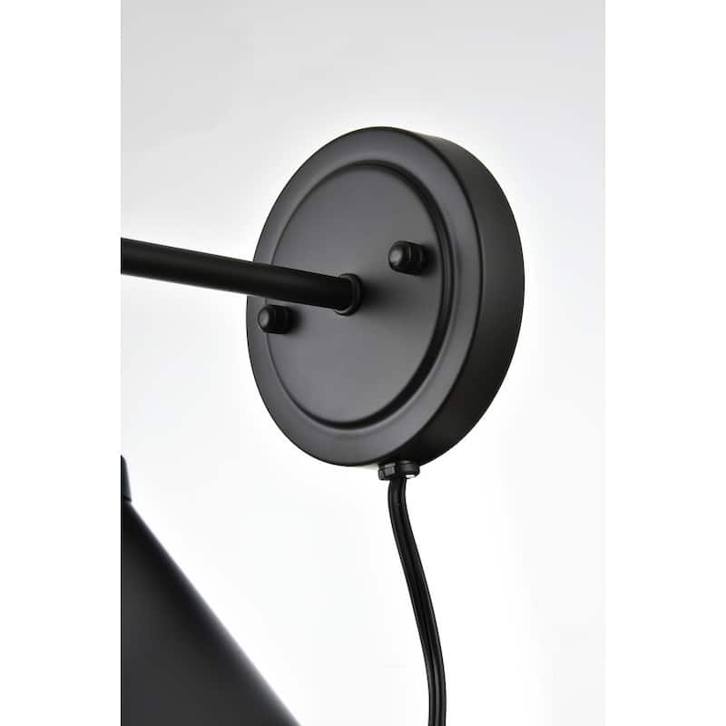 Brunt 1 Light Black Plug In Wall Sconce