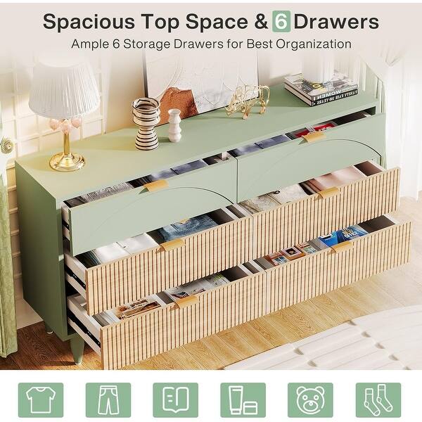 chinese dress ladies Richmond Ridged 5 Drawer Dresser, Matte Sage Green