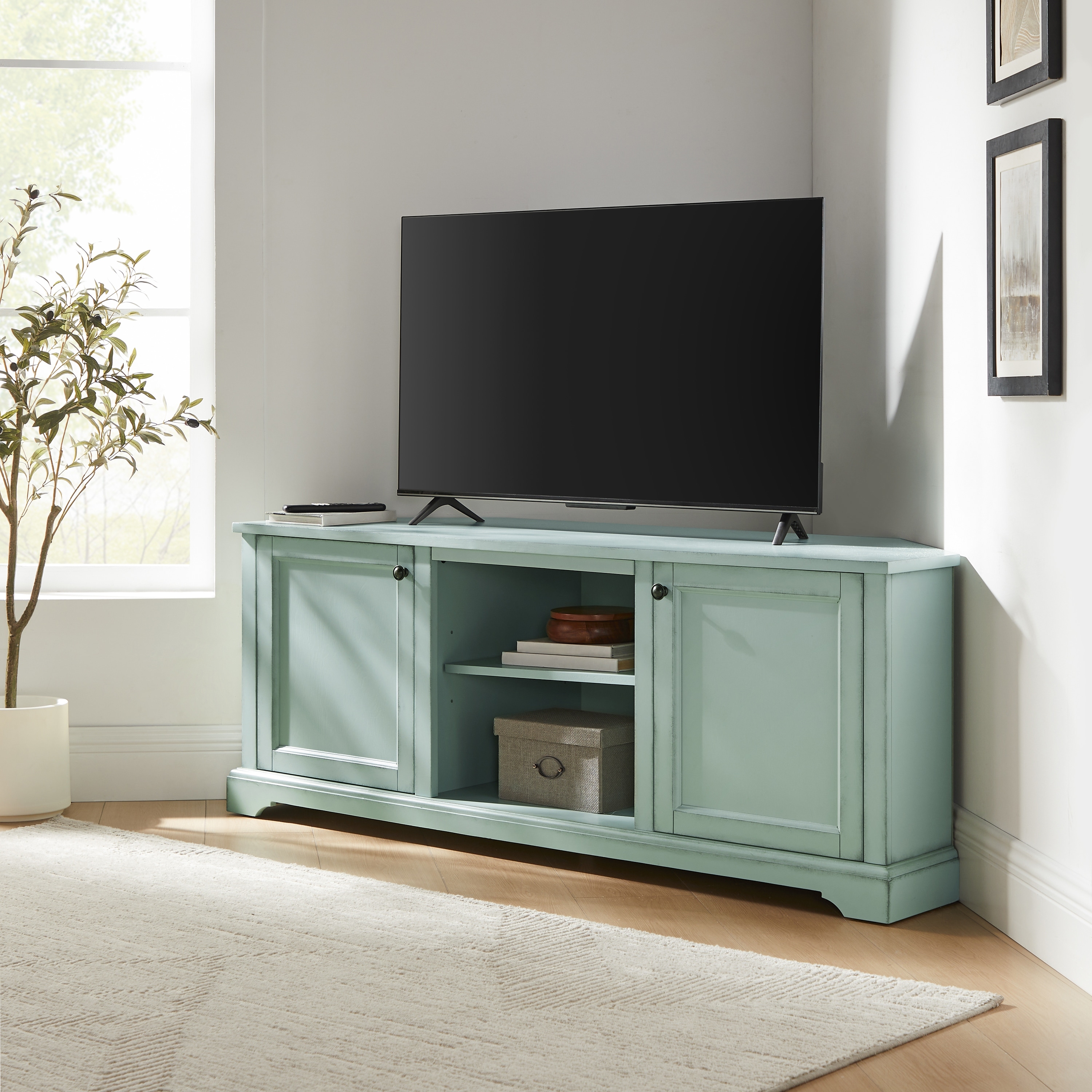 Crosley Holbrook Corner Tv Stand For 65" Inch Tv