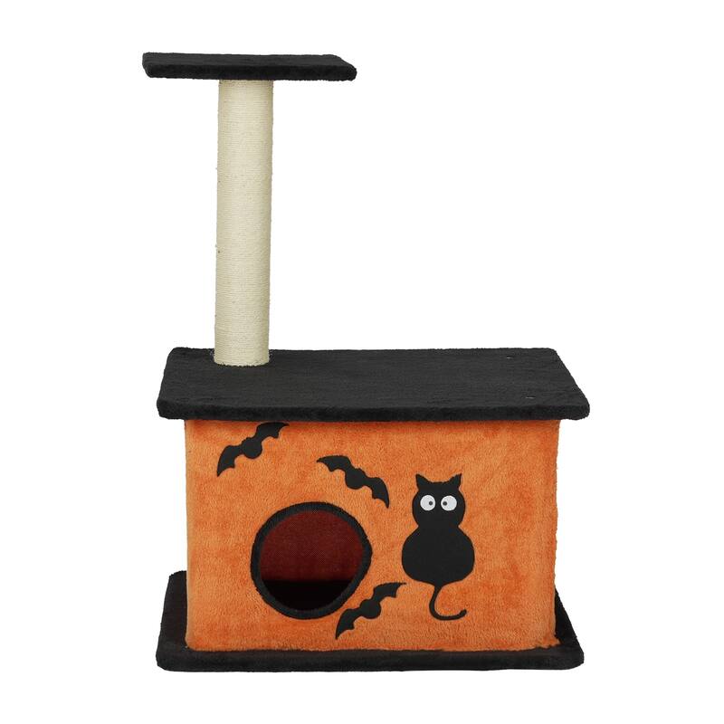 33" Halloween Cat Tree with Condo, Platform & Sisal Scratching Post - 20.1 x 19.7 x 33.1 In