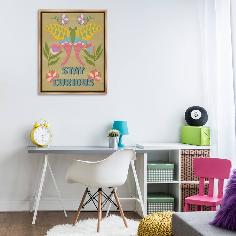 Stupell Stay Curious Butterfly Framed Floater Canvas Wall Art Design By Julia Fox