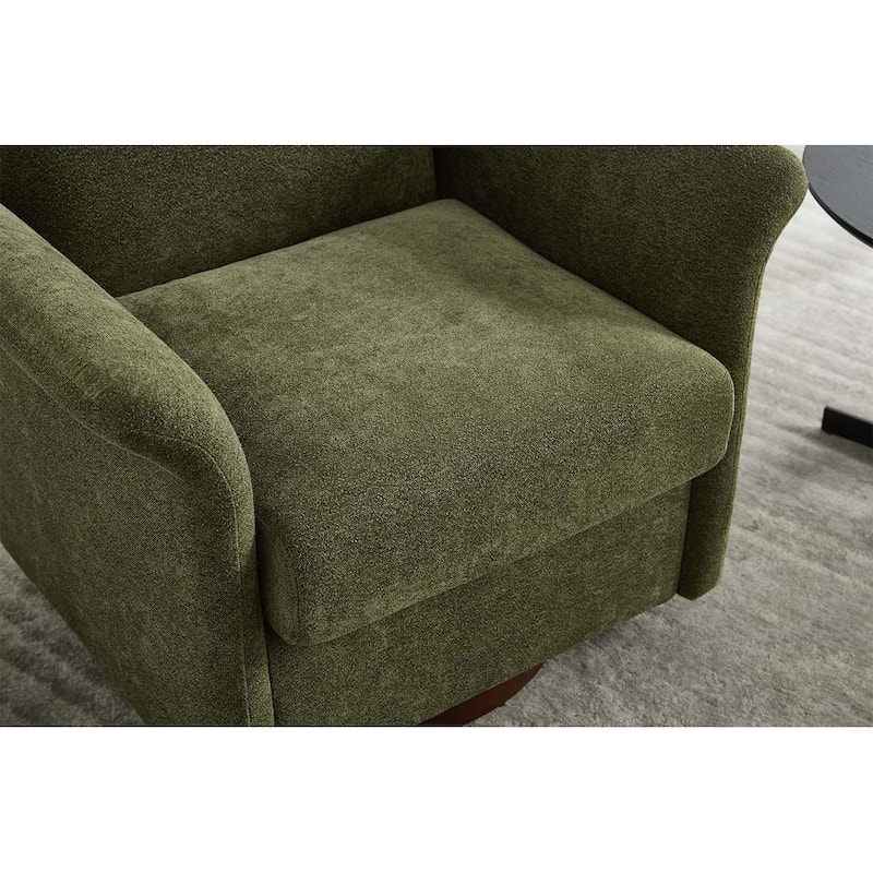 Swivel Accent Chair with Wood Base for Bedroom,Reading,and Living Room