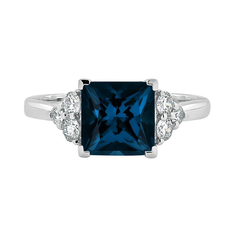 Auriya 3 1/10ct Princess-cut London Blue Topaz and Diamond Engagement Ring 1/3ctw 14k Gold