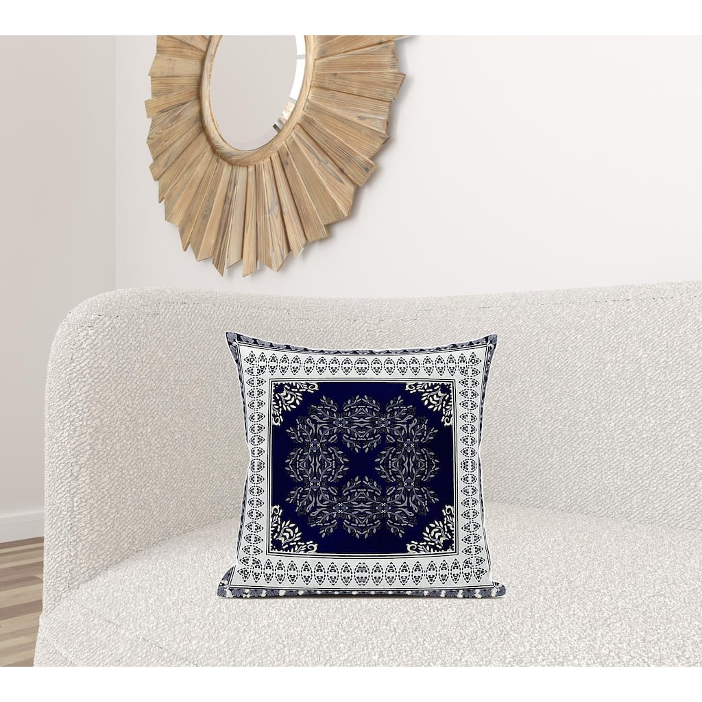 HomeRoots 20"x20" Muted Magenta Cream Blown Seam Suede Geometric Throw Pillow