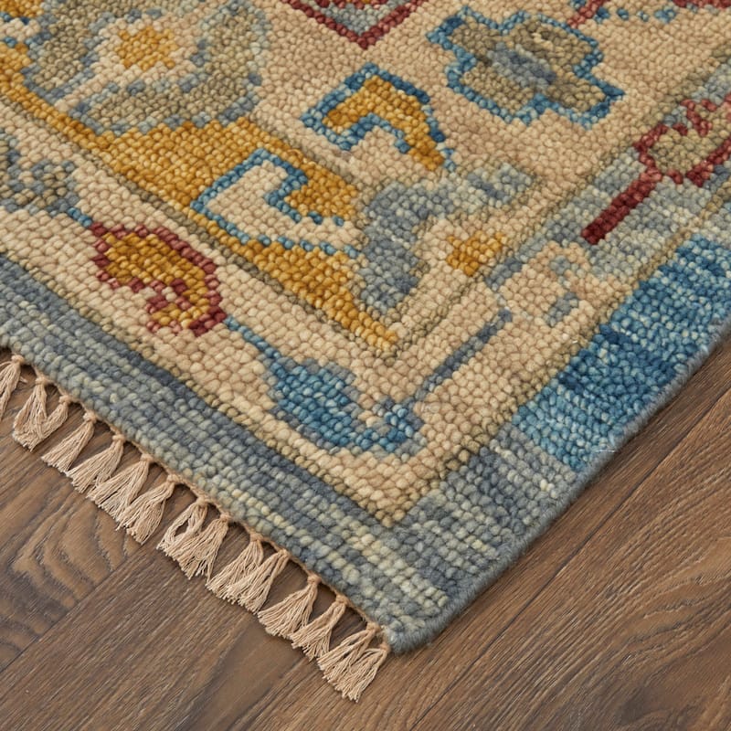 Grand Bazaar Foxboro Hand Knotted Geometric Traditional Area Rug