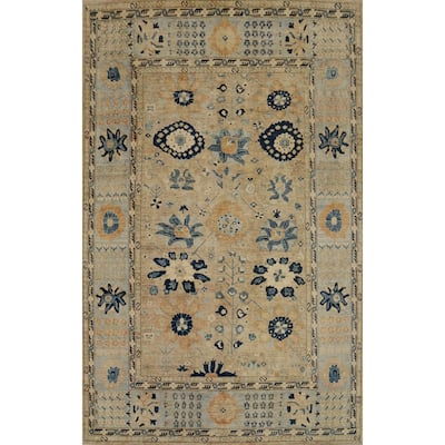 Hand Knotted Traditional Wool Beige Geometric Area Rug - 11' 8'' X 8' 9''