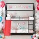 preview thumbnail 2 of 10, Twin Over Twin Metal Bunk Bed With Slide,Kids House Bed