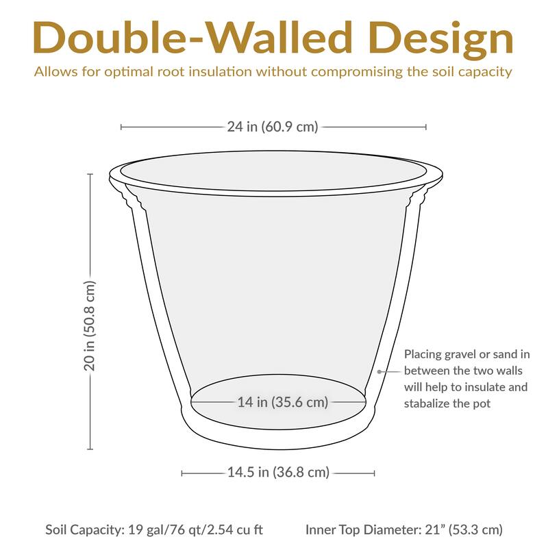 Sunnydaze Anjelica Polyresin Large Round Outdoor Planter - 24" - Sable