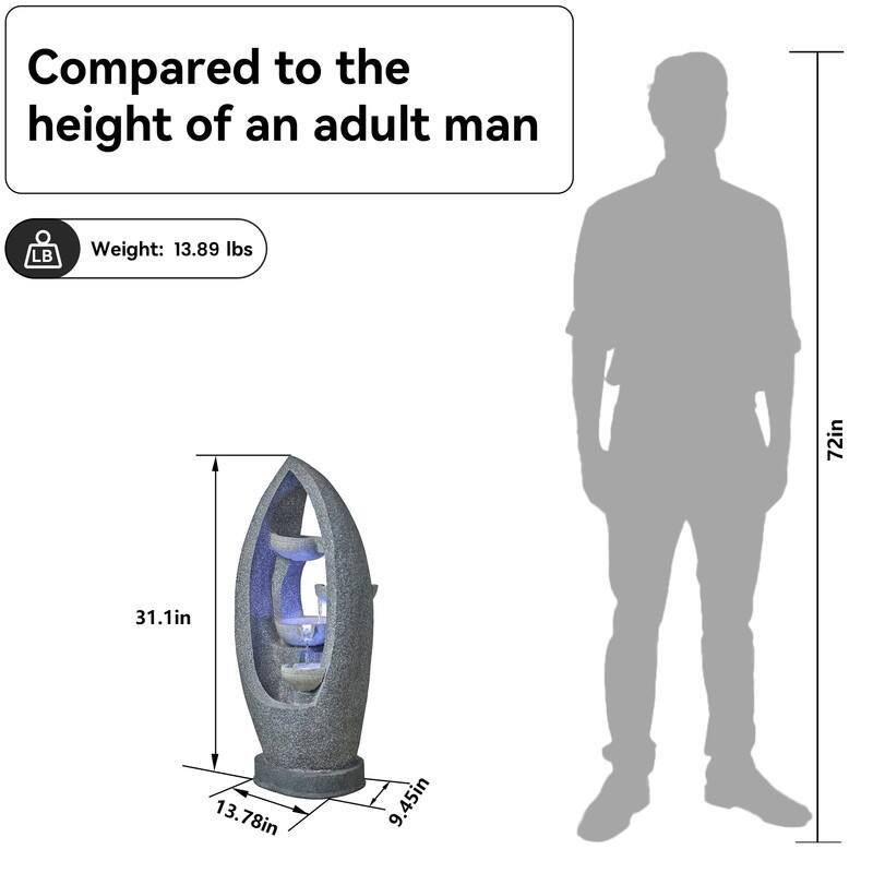 Outdoor Fountain 5-Tier Weather Resistant Outdoor Floor Waterfall Fountain