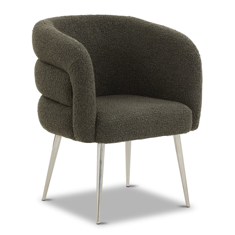 Poly & Bark Boucle Fabric Dining Chair - Green Boucle