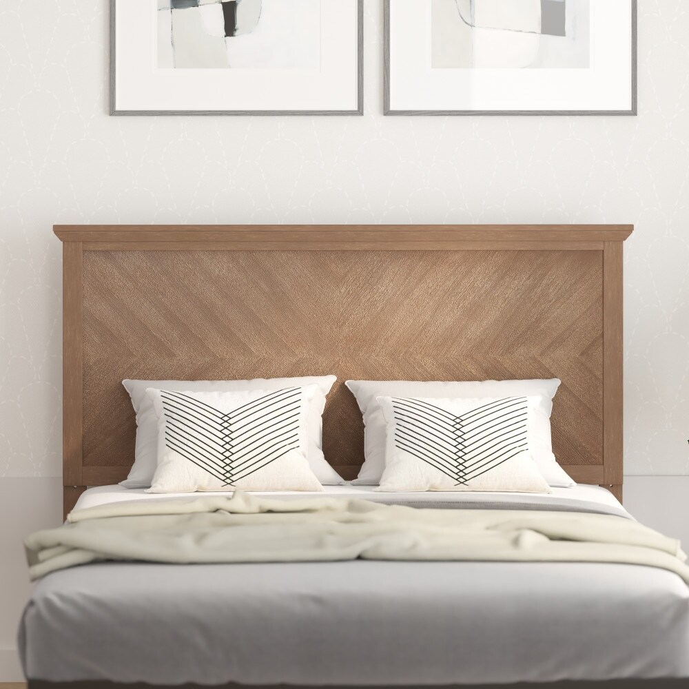 Solid Wood Herringbone Patterned Headboard Only On Sale Bed