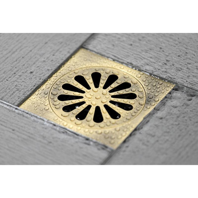 Kingston Brass Watercourse Sunburst 4" Square Grid Shower Drain