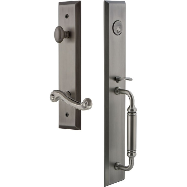 Grandeur FAVCGRNEW_ESET_238_RH Fifth Avenue Solid Brass Rose Right Handed Keyed Entry Single Cylinder "C" Grip Handleset with
