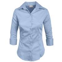 NE PEOPLE Roll Up 3/4 Sleeve Button Down Shirt with Stretch [NEWT01]