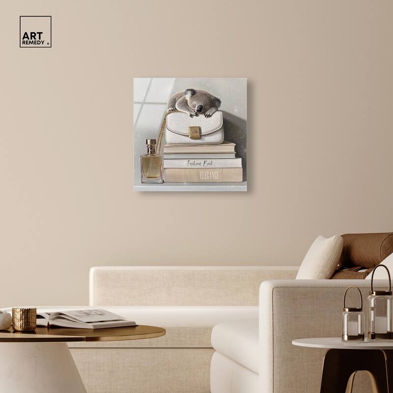 Koala on Fashion Books Acrylic by Art Remedy, Ready to Hang