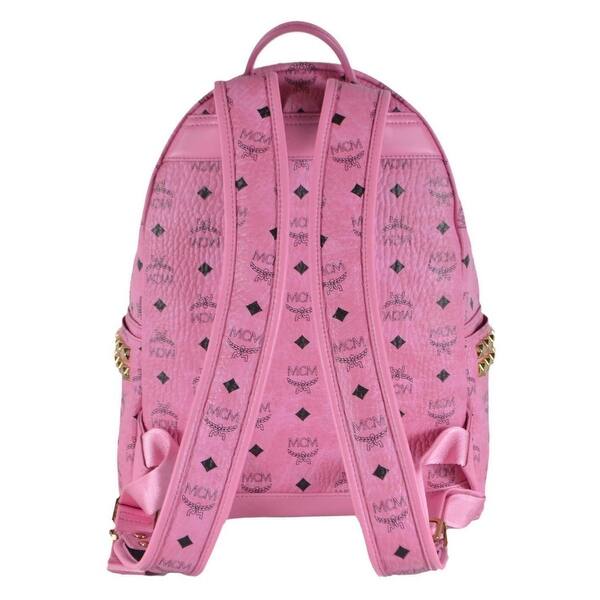 Shop Mcm Stark Pink Visetos Logo Studded Medium Stark Backpack Bag