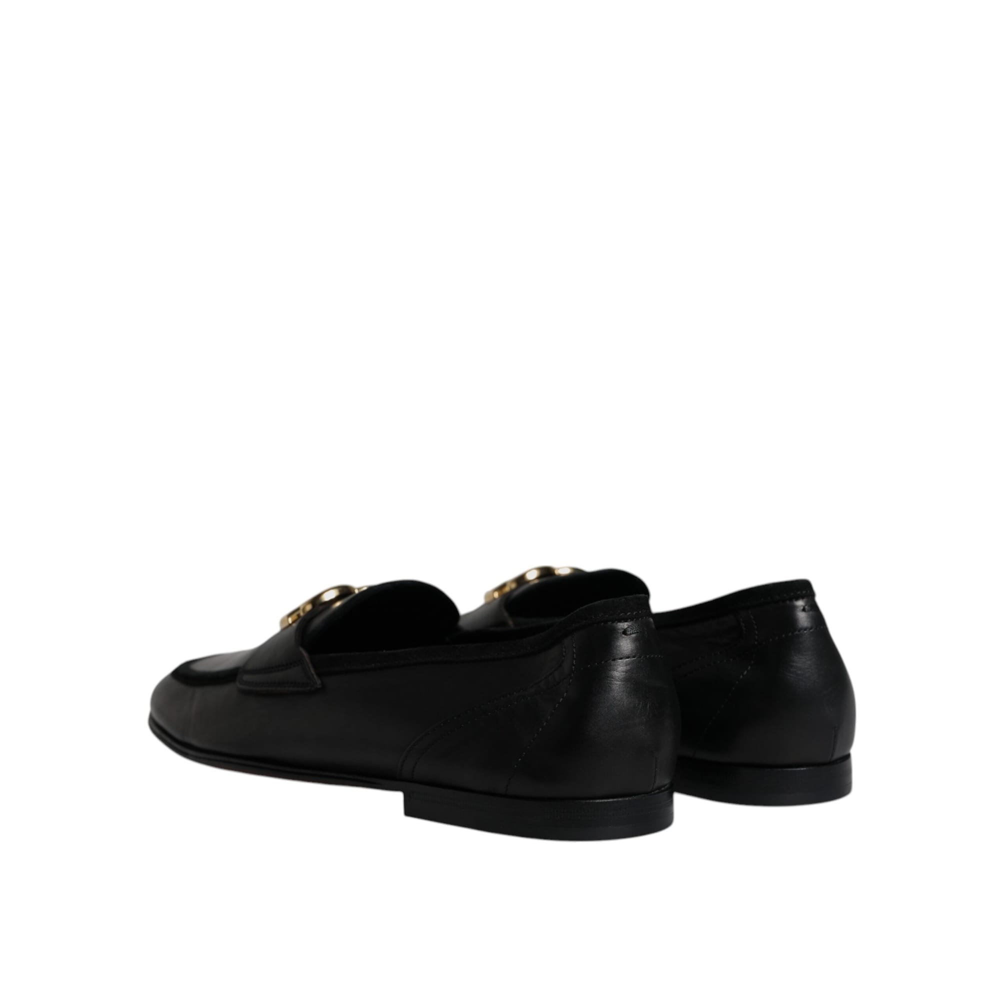 Dolce & Gabbana Black Leather Slip On Dress Men Loafers Men\'s Shoes Dolce & Gabbana Black Woven Buffalo Leather Men Loafers  main image 2