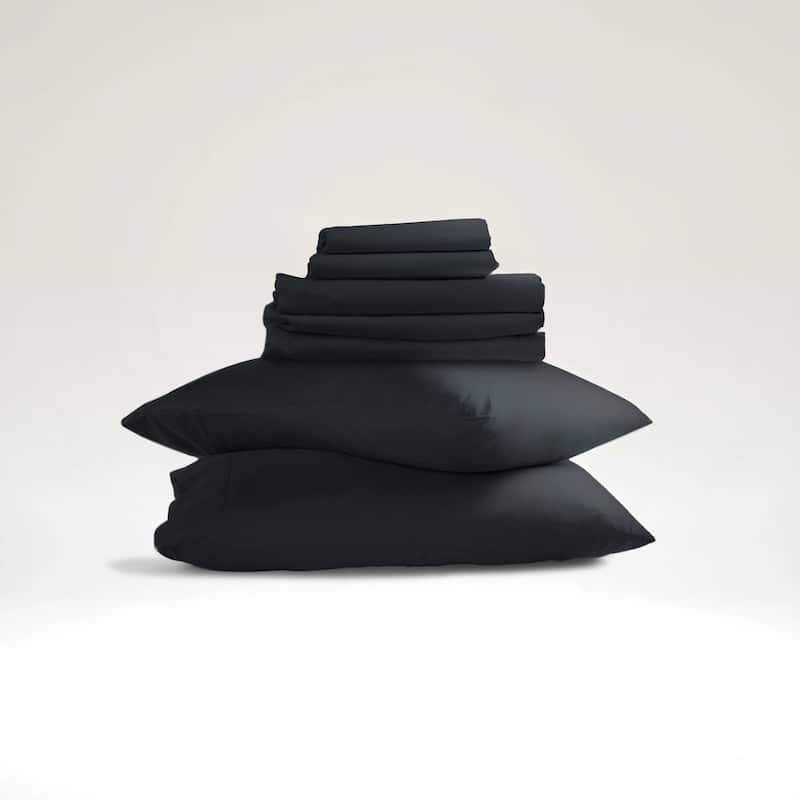 Emperyan 7 PC Bedding Set, Luxury Microfiber Duvet Cover With Sheets Bed Sets - Black - Twin