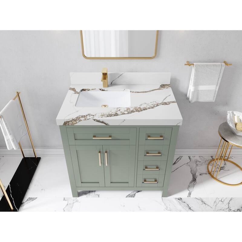 Willow Collections 36 in. W x 22 in. D Cambridge Left Offset Sink Bathroom Vanity with Countertop