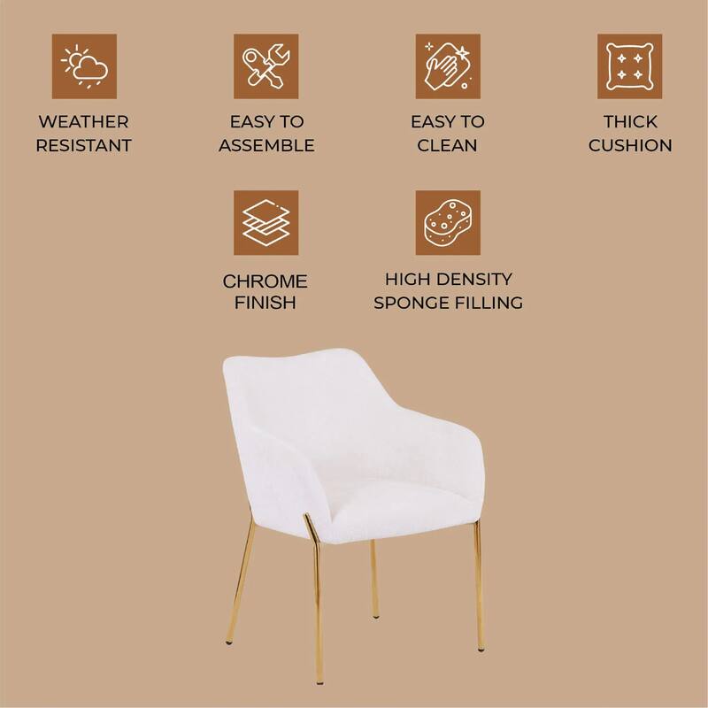 Zaire Upholstered Dining Chair in Velvet/Leather/Boucle with Gold Chrome Iron Set of 4