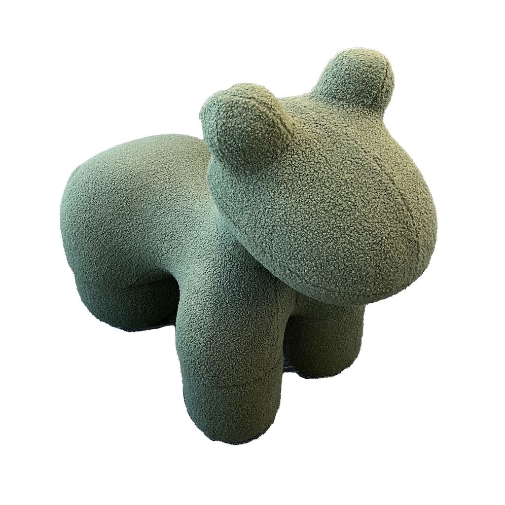 Seira 33 Inch Pony Chair, Stuffed Animal Kids Chair, Green, Solid Wood