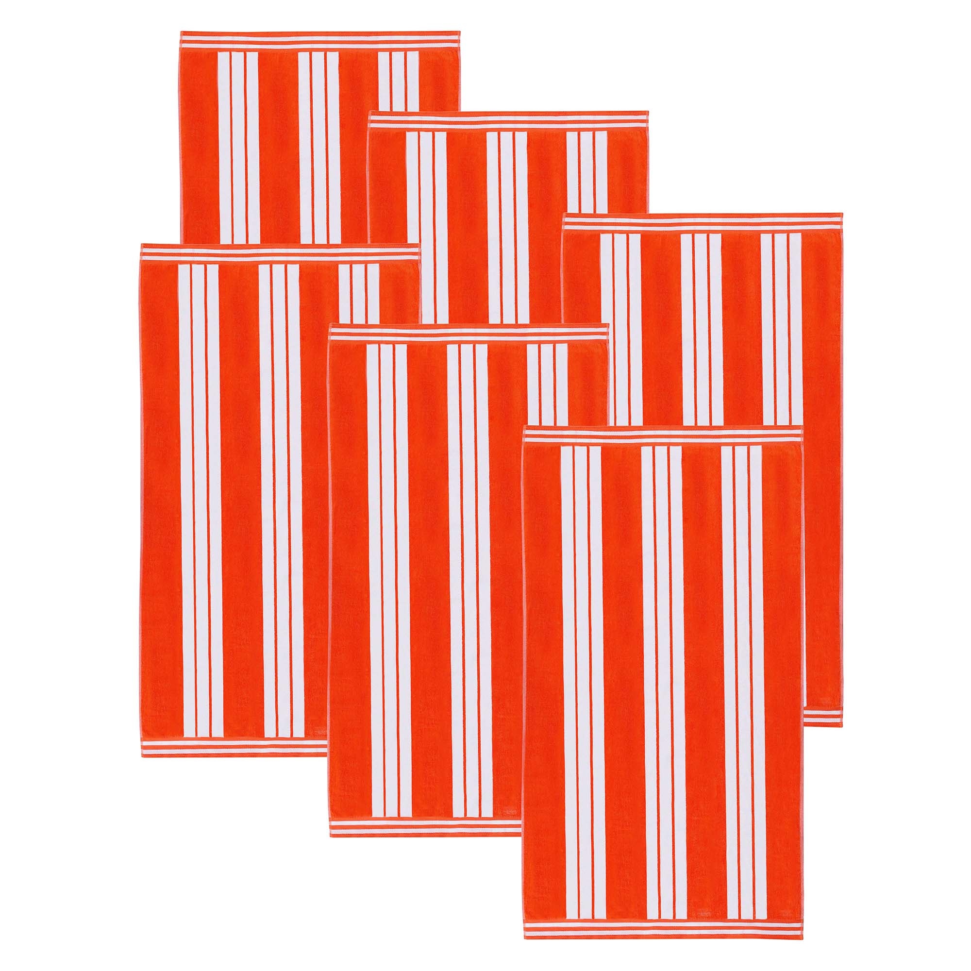 Superior Striped Large Oversized Cotton Beach Towel - Set of 6