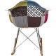preview thumbnail 4 of 7, Fabric Upholstered Armchair With Arms Rocking Chair Patchwork Rocker Chrome Base Wood For Living Room Bedroom