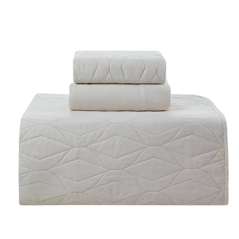Clara Clark Ellipse Weave Toddler Bedding Set, 3PC Bedspread Set - All Season Quilted Comforter, Fitted Sheet, and Pillow Sham
