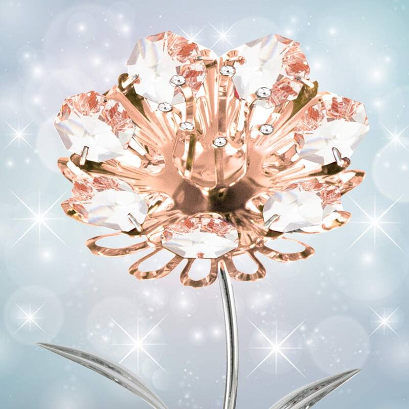Matashi Home Decorative Tabletop Showpiece Chrome and Rose Plated Crystal Studded Sunflower Figurine Ornament - N/A
