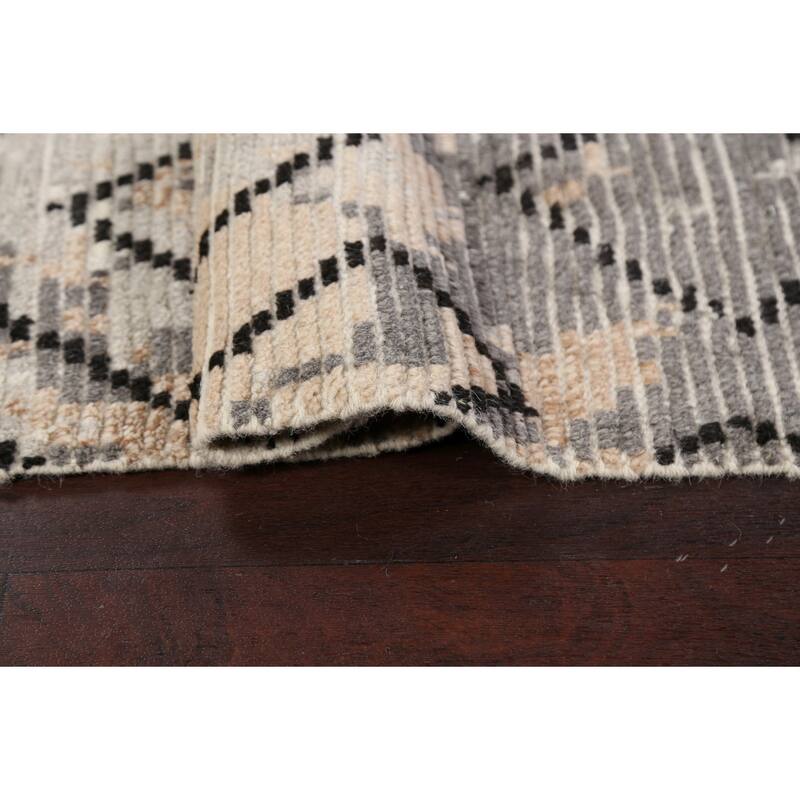 Modern Geometric Moroccan Oriental Area Rug Handmade Wool Carpet - 5'4" x 7'5"