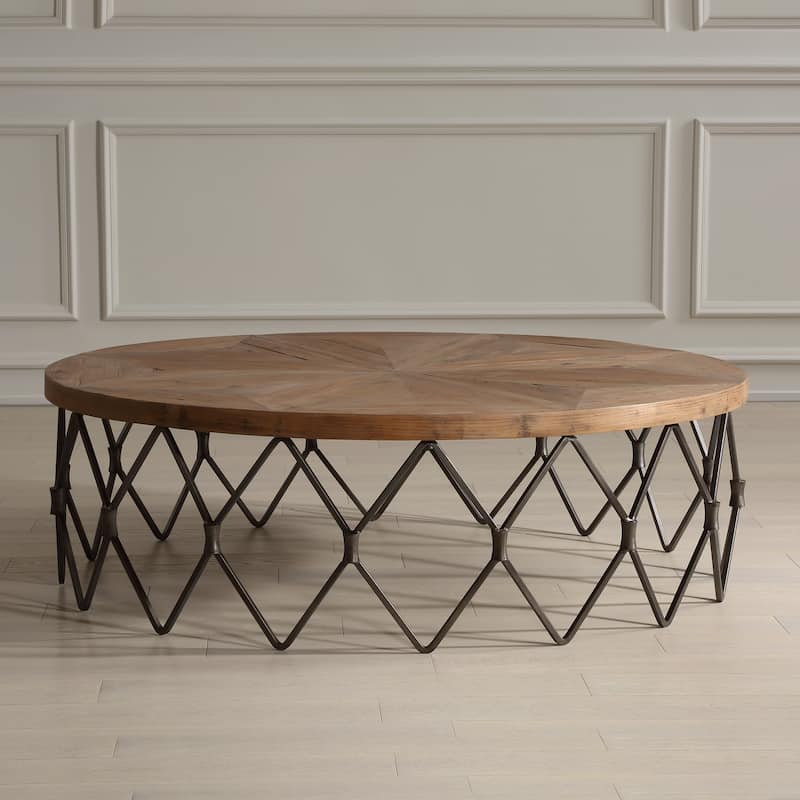 Uttermost 22998 Chain Reaction 54" Wide Iron and Wood Coffee Table