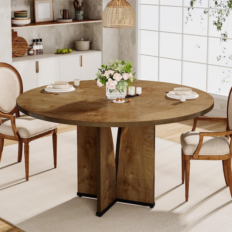 39.4-inch Wood Round Kitchen/Dining Table for 4 People Dining/Living Room