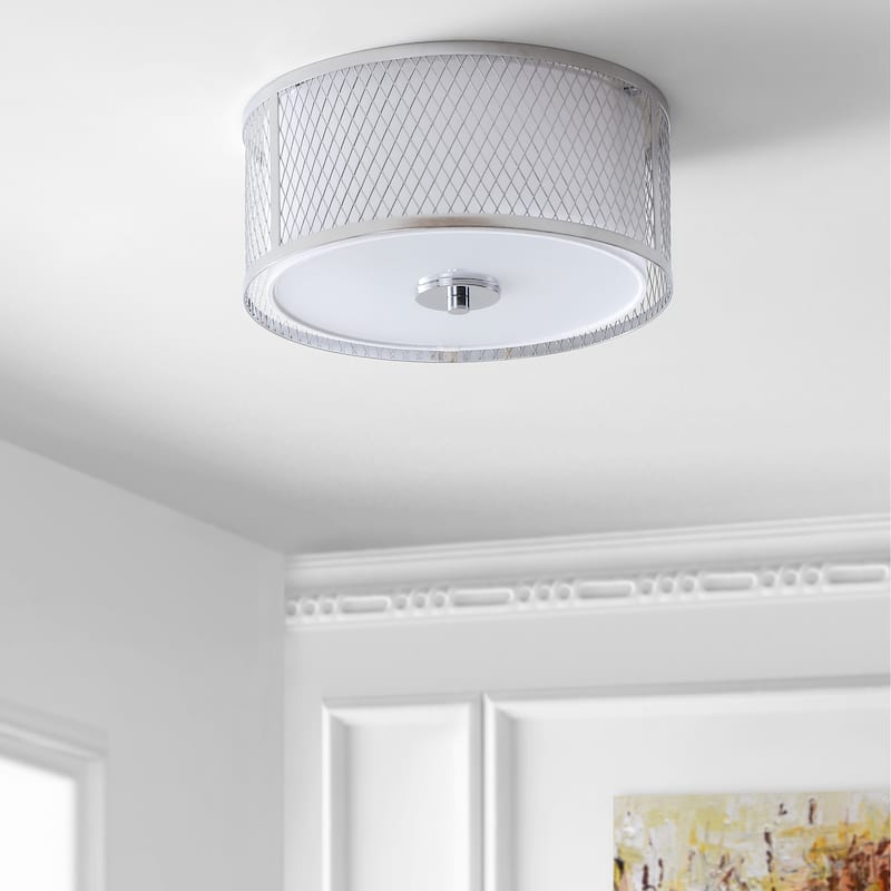 SAFAVIEH Lighting Belizanda Chrome Led Flush Mount - Chrome/White - 12Wx12Dx6H