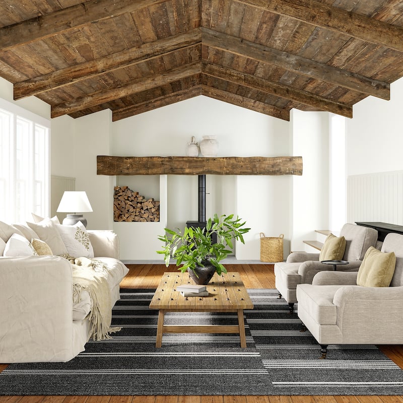 Birchwood Reversible Striped Wool Area Rug - 8'6" x 11'6" - Dark Grey