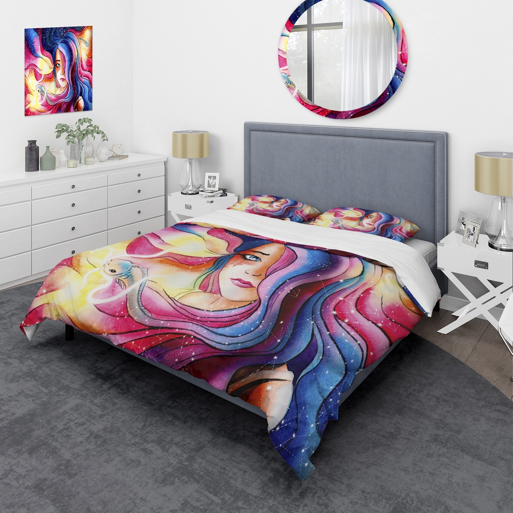Designart 'The Girl With The Glowing Hair' Modern Duvet Cover Set