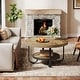 preview thumbnail 3 of 6, 31.1 Inches Brown MDF Round Coffee Table, 2-Tier Industrial Center Table for Living Room