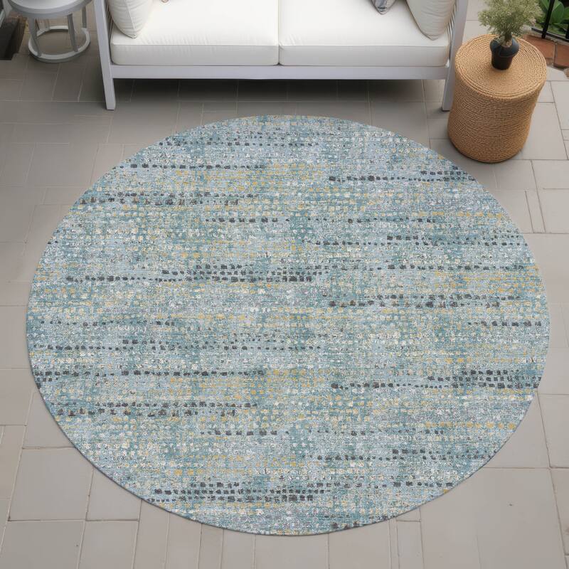 Machine Washable Indoor/ Outdoor Casual Kersey Chantille Rug - Teal - 8' x 8'