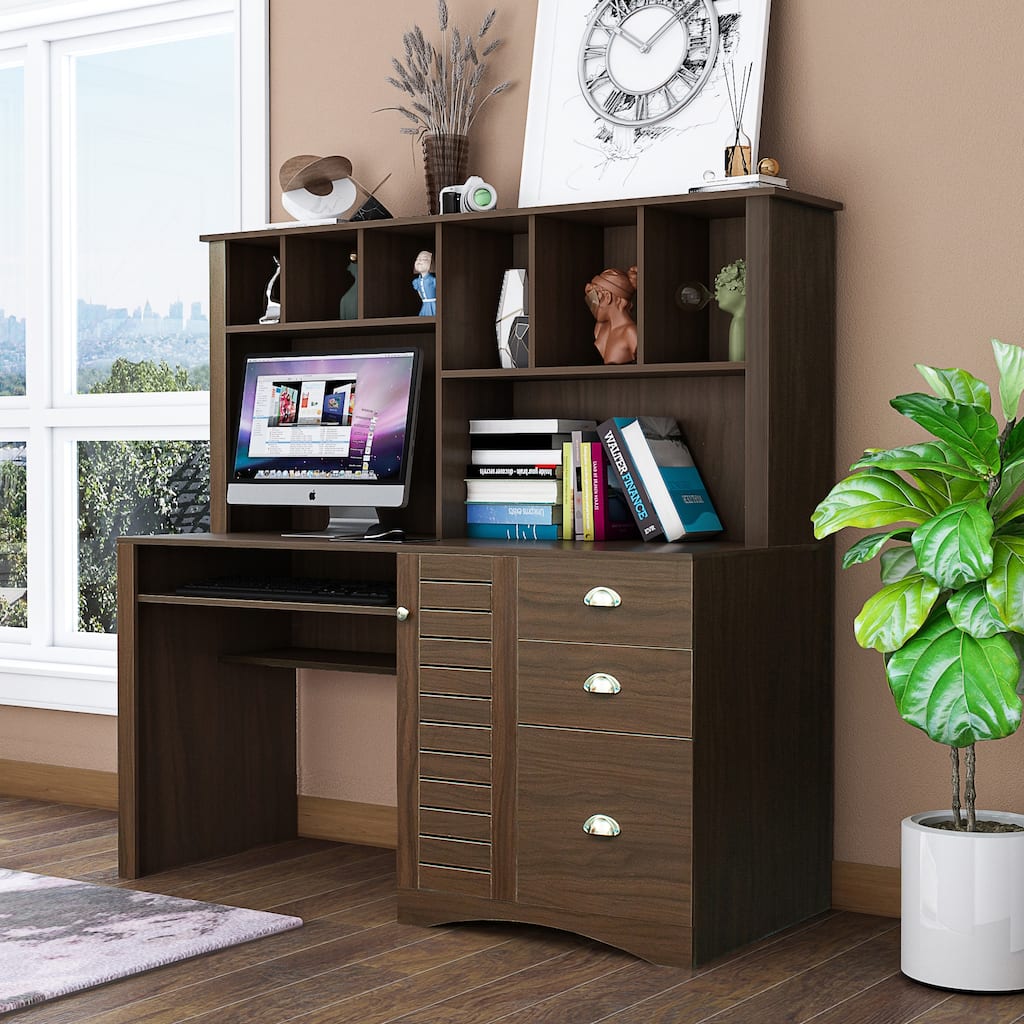 60“ L Shaped Desk with Hutch and Storage Computer Desk Office Desk