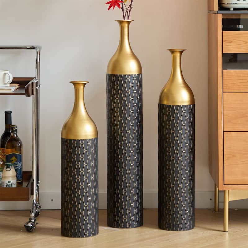 Home Decorated Floor Metal Vases (Set of 3)