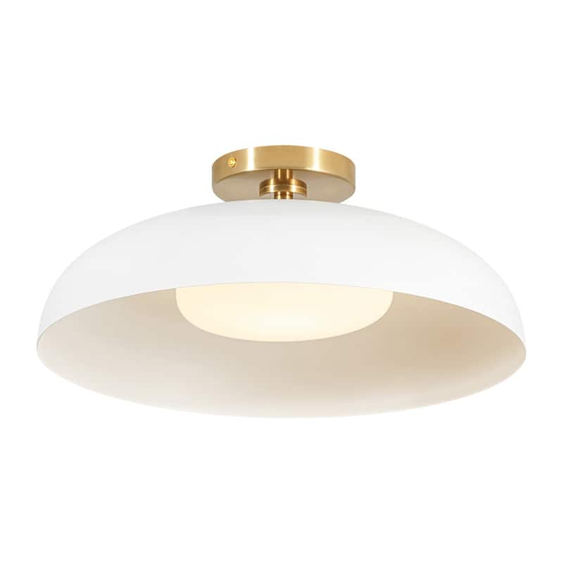 Scandinavian Iron Dome White Glass Dimmable LED Ceiling Light