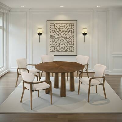 Klarissa Mid-Century Modern 54 in Round Dining Table in Walnut Finish 