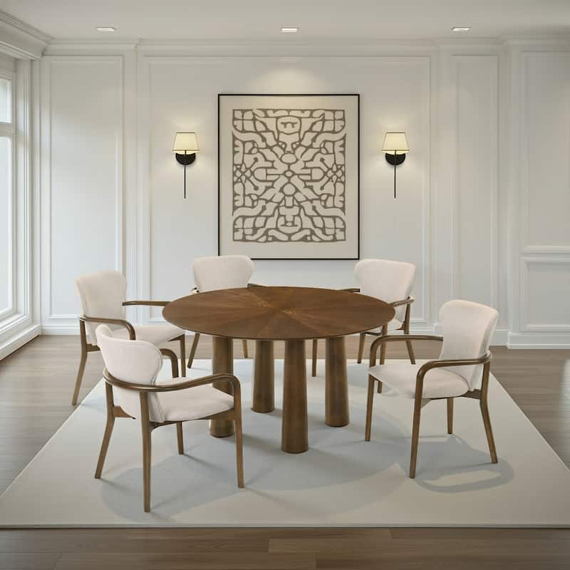 Klarissa Mid-Century Modern 54 in Round Dining Table in Walnut Finish 