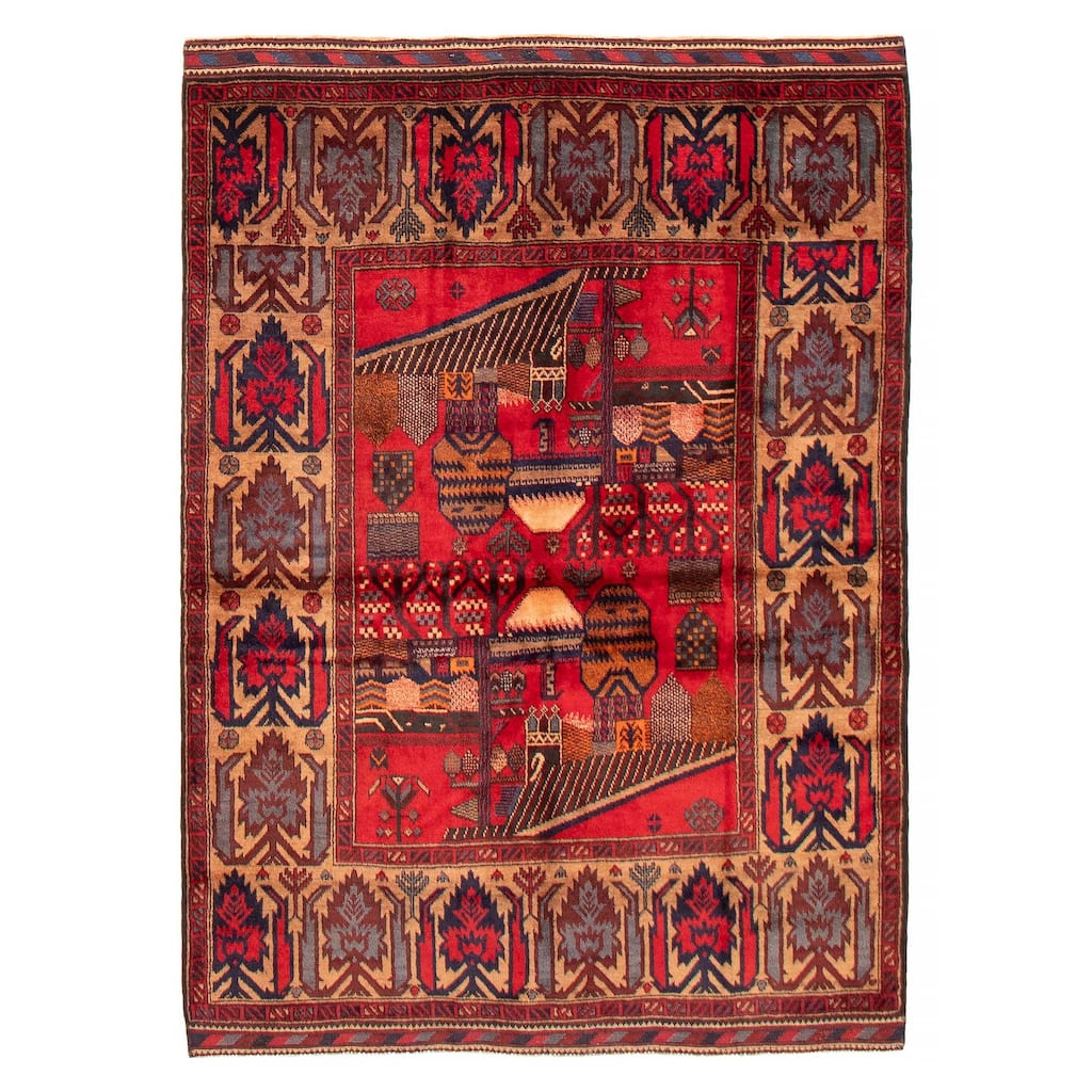 Teimani Red Rug 4'7" x 6'5" - 4'7 x 6'5