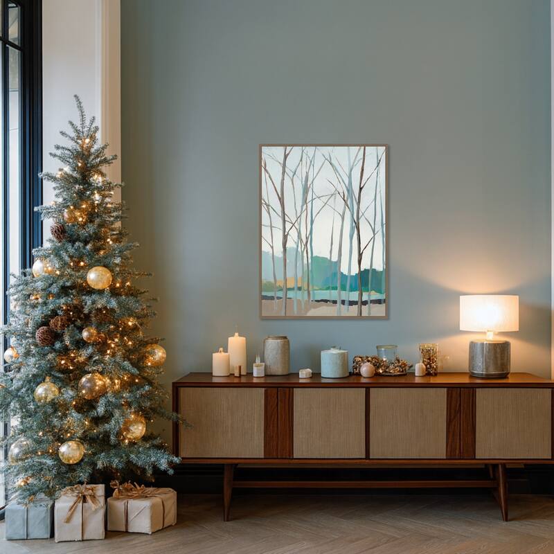 Winter Trees II by Isabelle Z Framed Canvas Wall Art Print - Sylvie Dark Gold