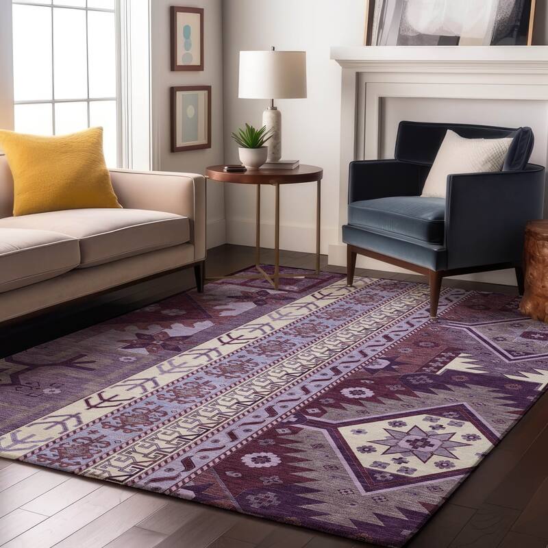 Premium Washable Super Soft Boho Global Aniston Mayfield Rug - Purple - 10' x 14'