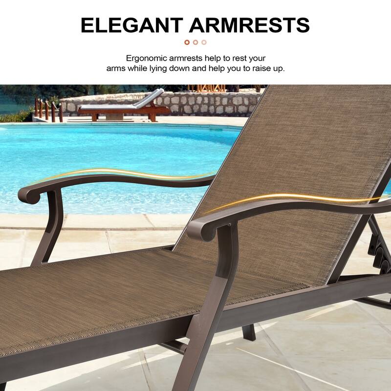 Pool Sunlounger Chaise Lounge Set with 2-piece Lounge Chairs and Side Table - See Picture
