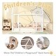 preview thumbnail 4 of 25, Twin Size Floor Kids Bed with House Roof Frame and Guardrails, White